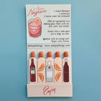 Inside of Negroni matchbook showing the cocktail recipe and individually-illustrated matches